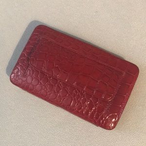 Red snake skin clasp wallet